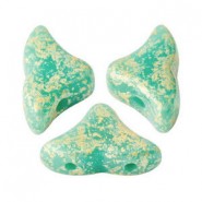 Les perles par Puca® Hélios beads Opaque green turquoise splash 63130/94401